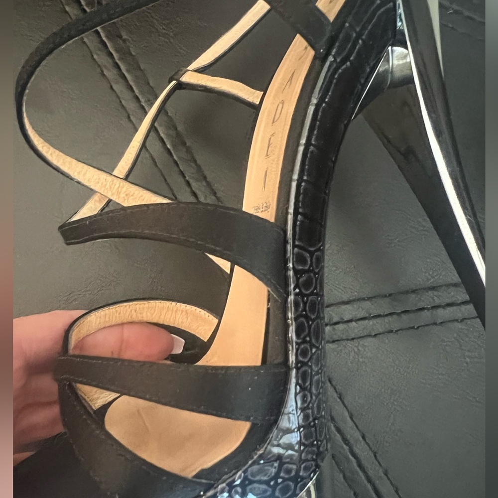 Casadei Pellame Raso Nero Stiletto Strappy Sandals. Size 37/7 - Picture 7 of 14